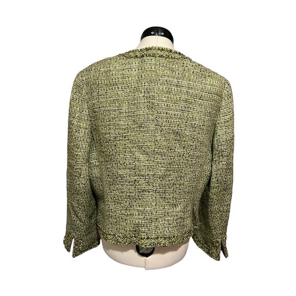 Talbots Petites Green Jacket Round Collar w/ No Buttons Made of Italian Fabrics - Picture 2 of 4